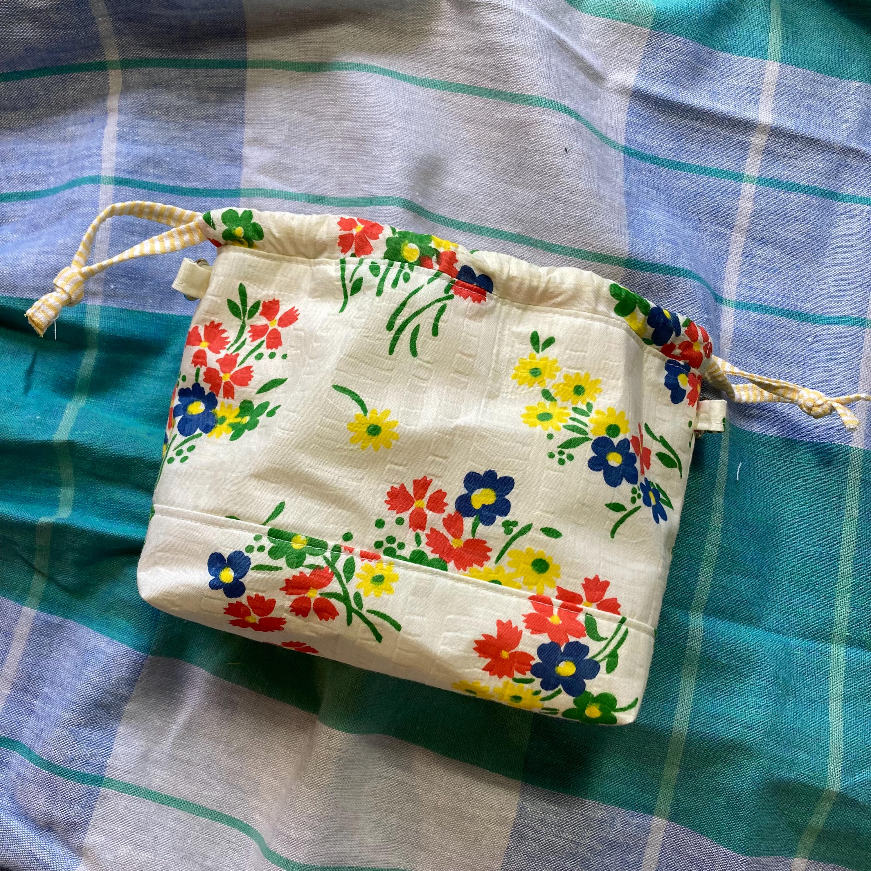 Mini Bucket Bag Purse, Retro Florals