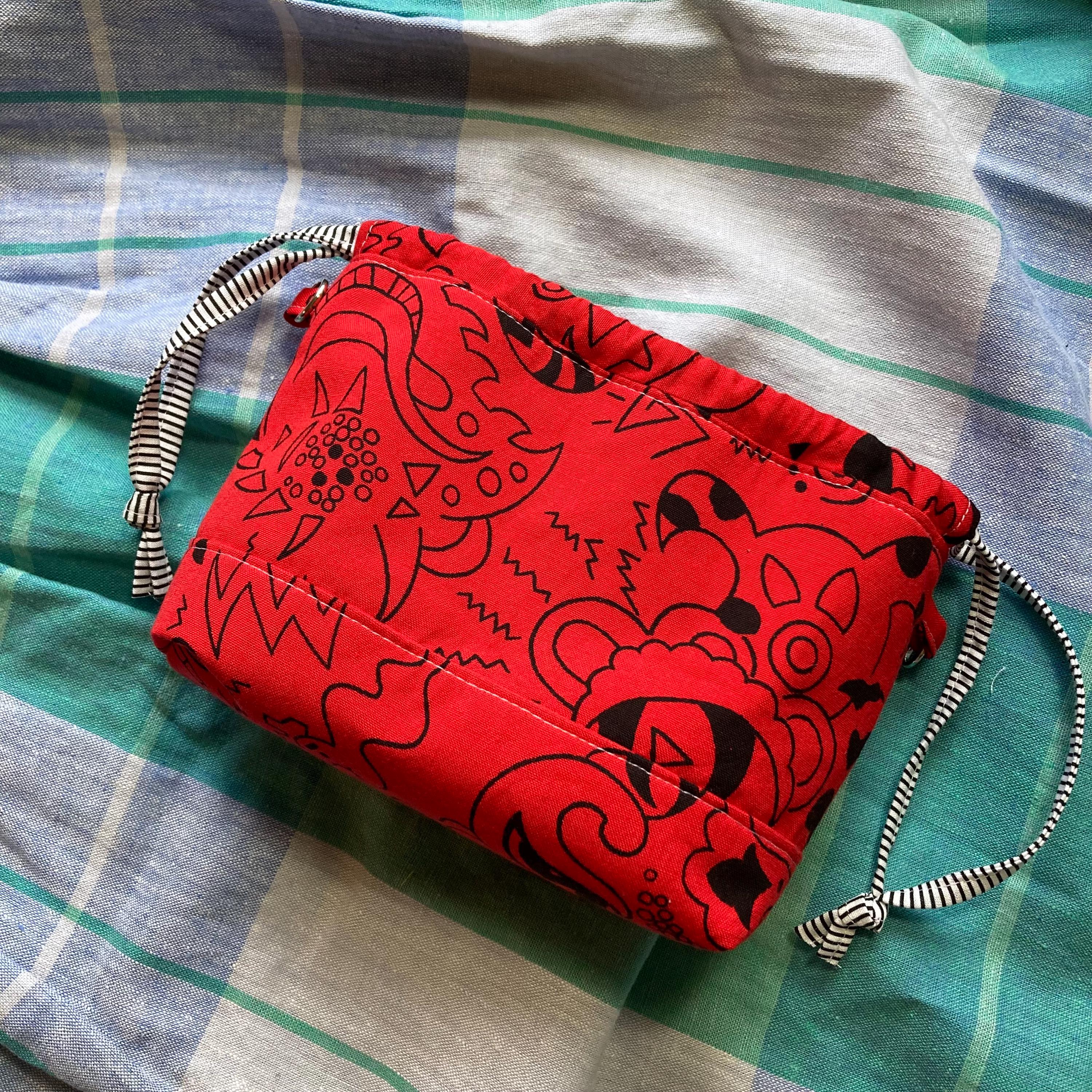 Mini Bucket Bag Purse, Red & Black