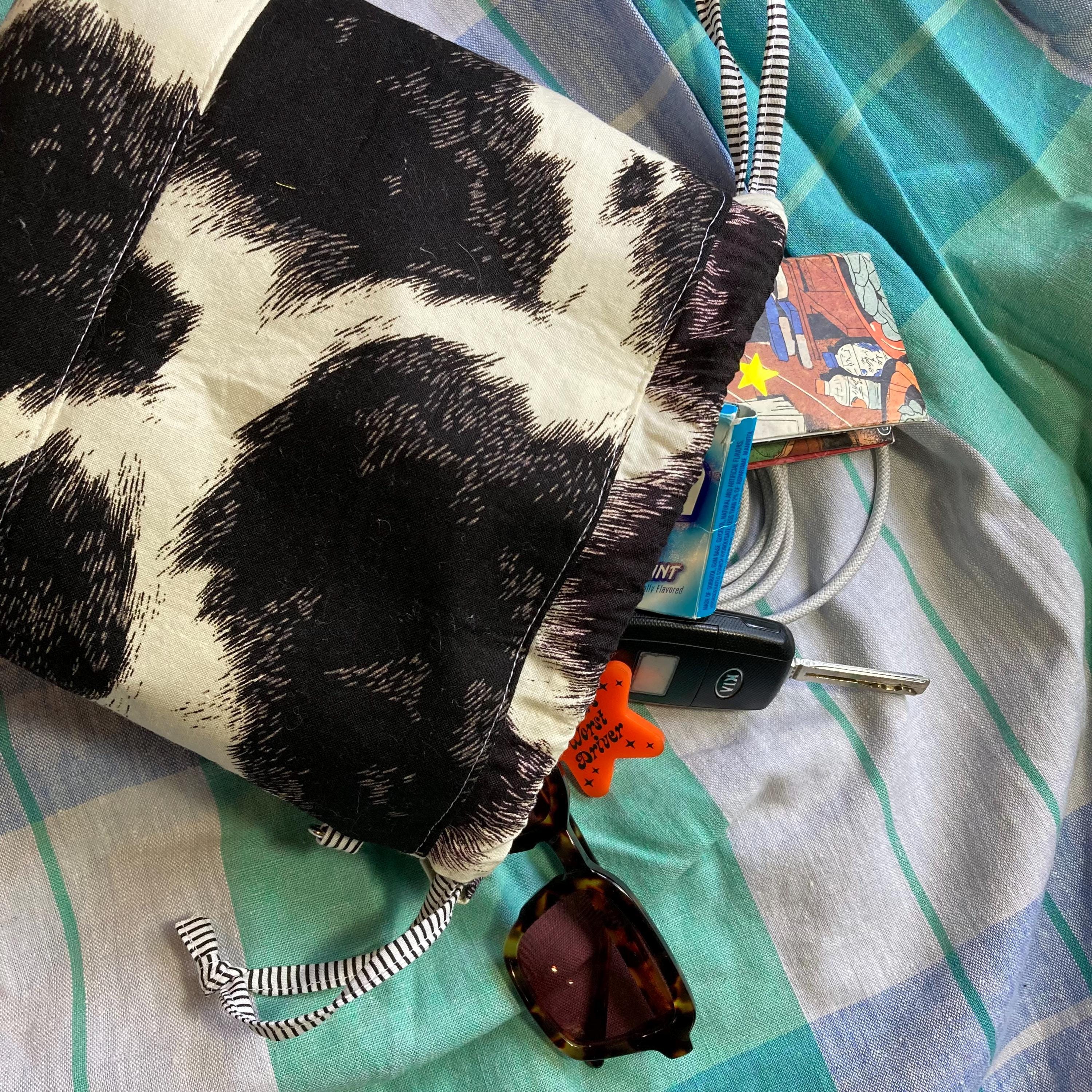 Small Bucket Bag Purse, Blue & Yellow Plaid