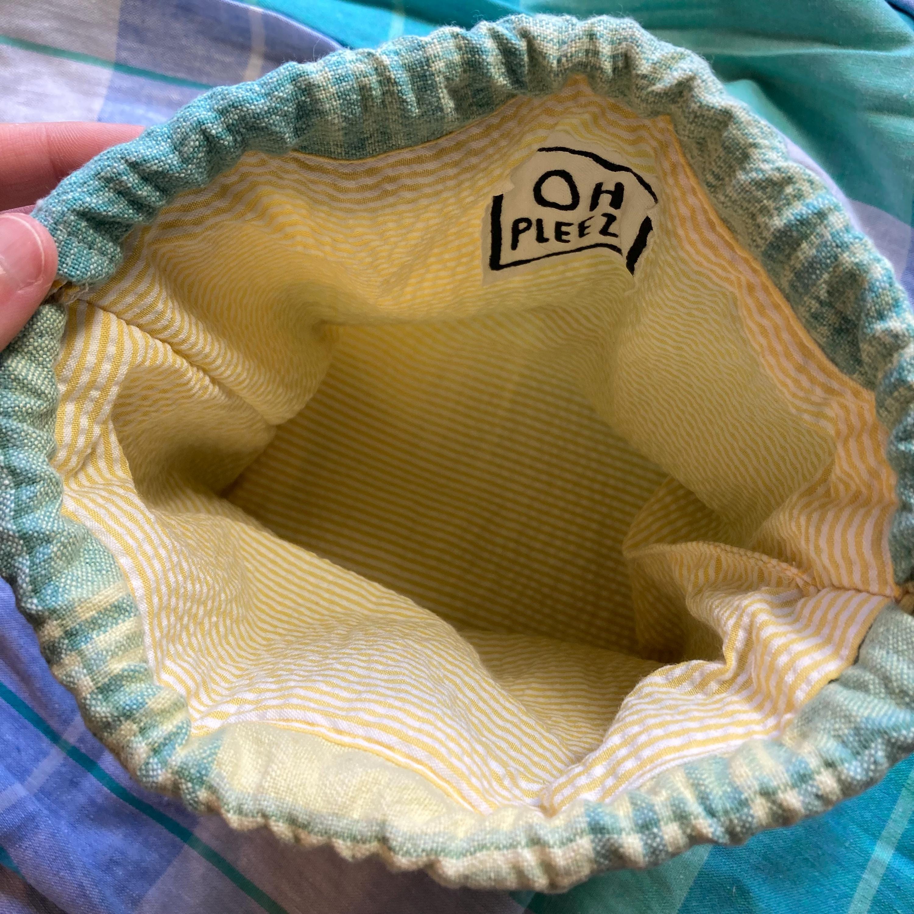 Small Bucket Bag Purse, Blue & Yellow Plaid