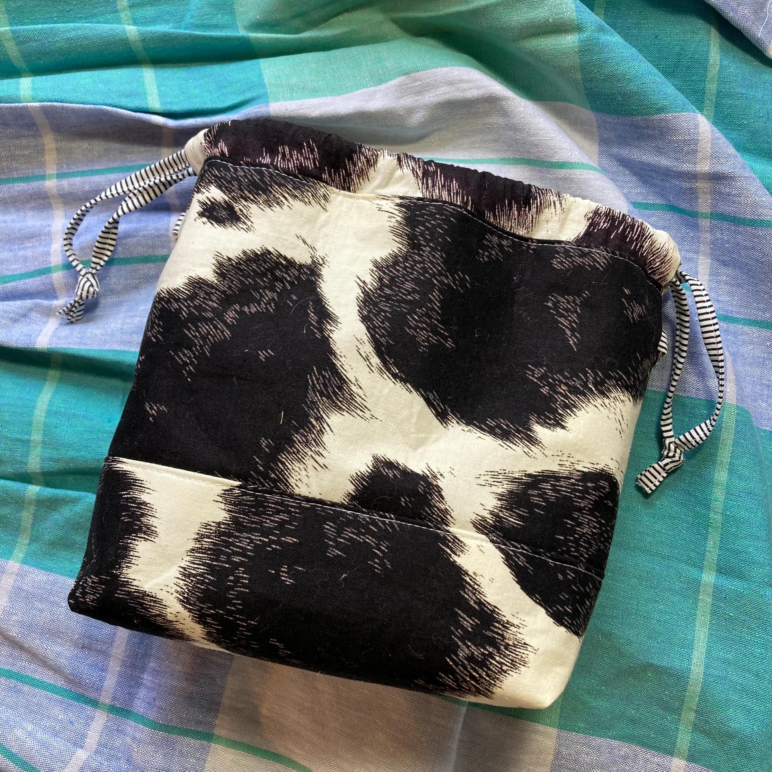 Small Bucket Bag Purse, Cow Print
