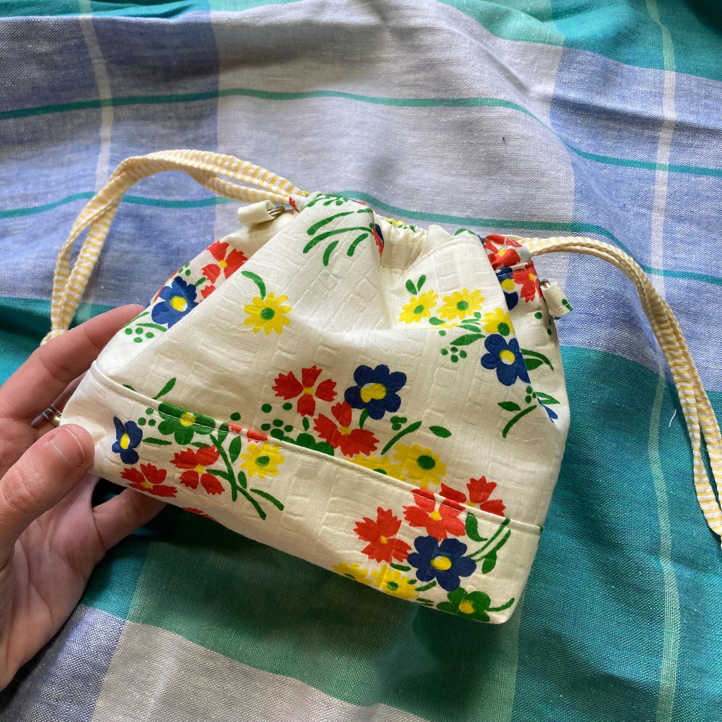 Mini Bucket Bag Purse, Retro Florals