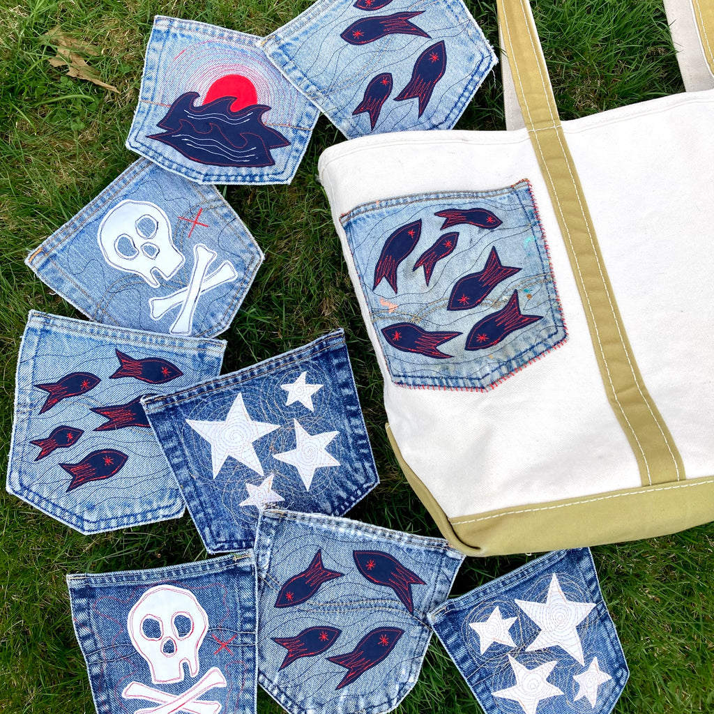 Denim Pocket Patch — Seashell 1