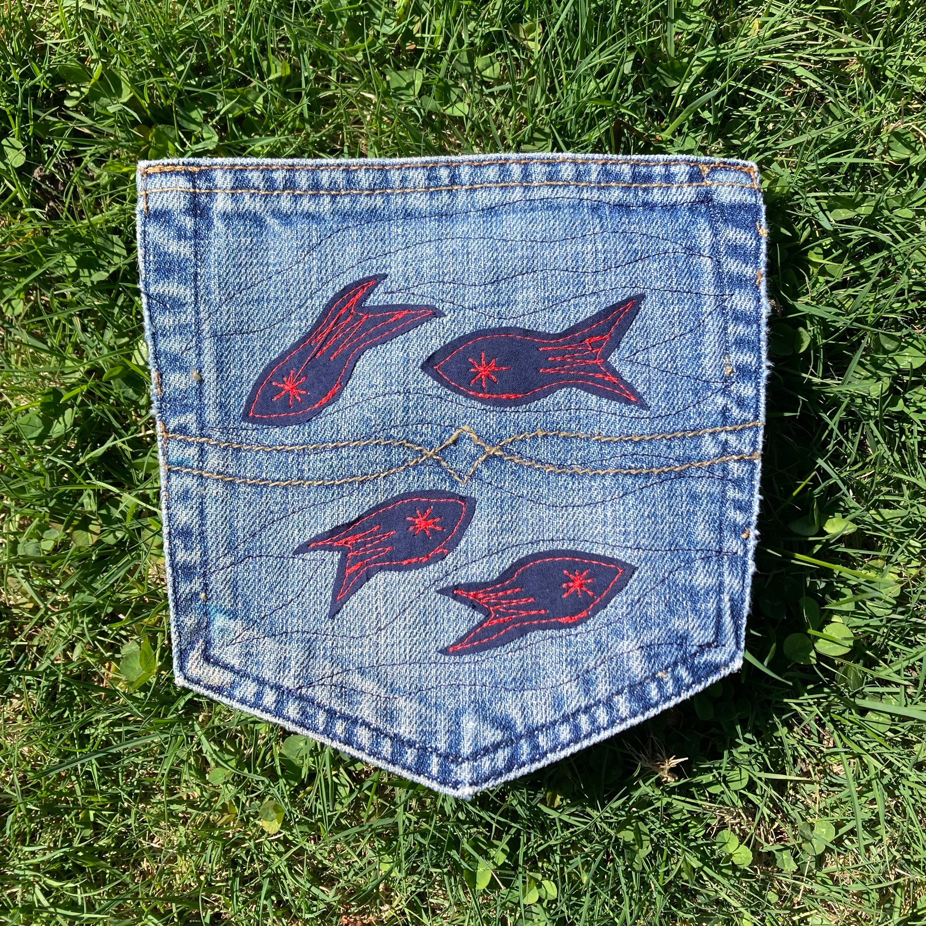 Denim Pocket Patch — Fish 2