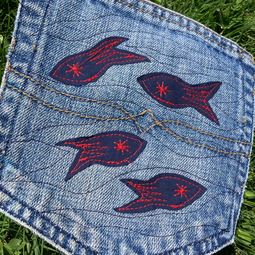 Denim Pocket Patch — Fish 2