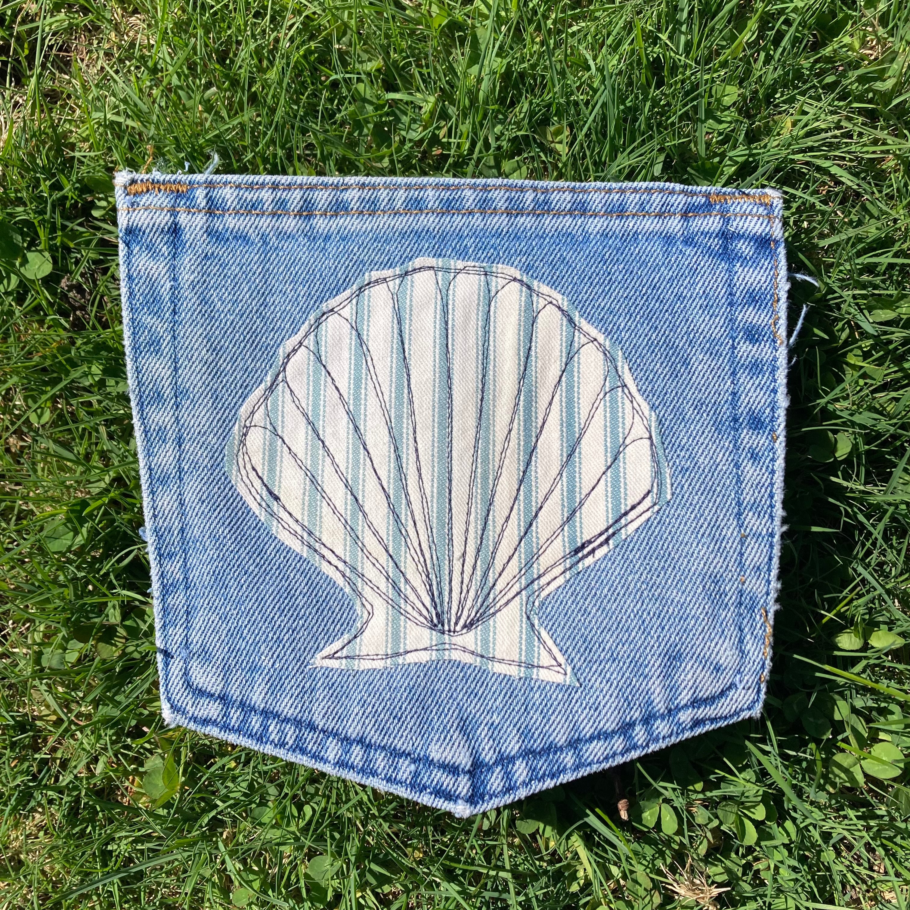 Denim Pocket Patch — Seashell 1
