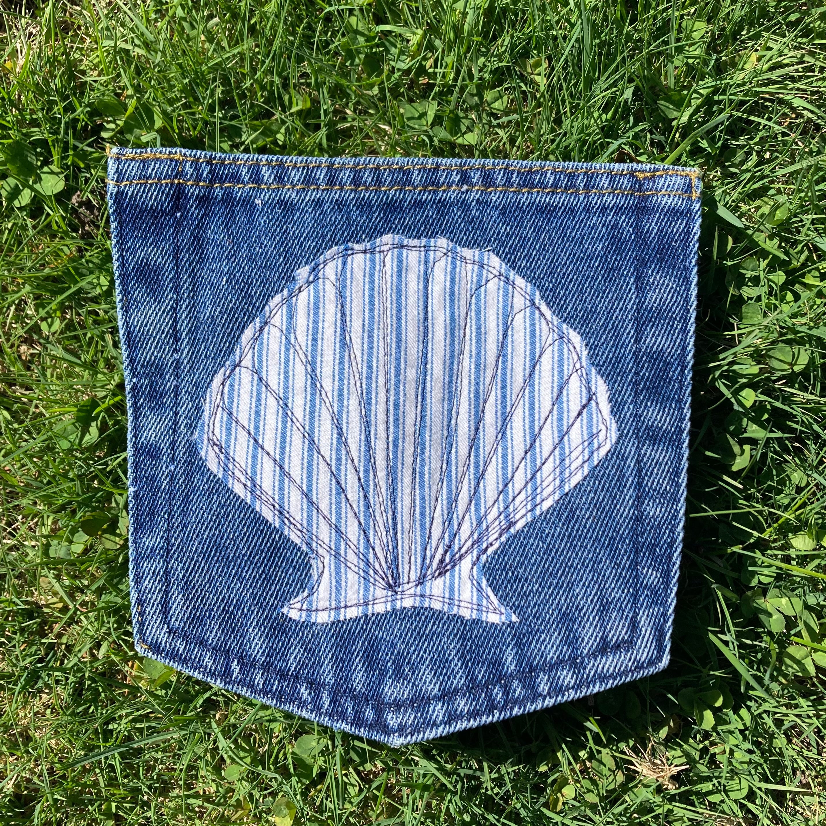 Denim Pocket Patch — Seashell 2