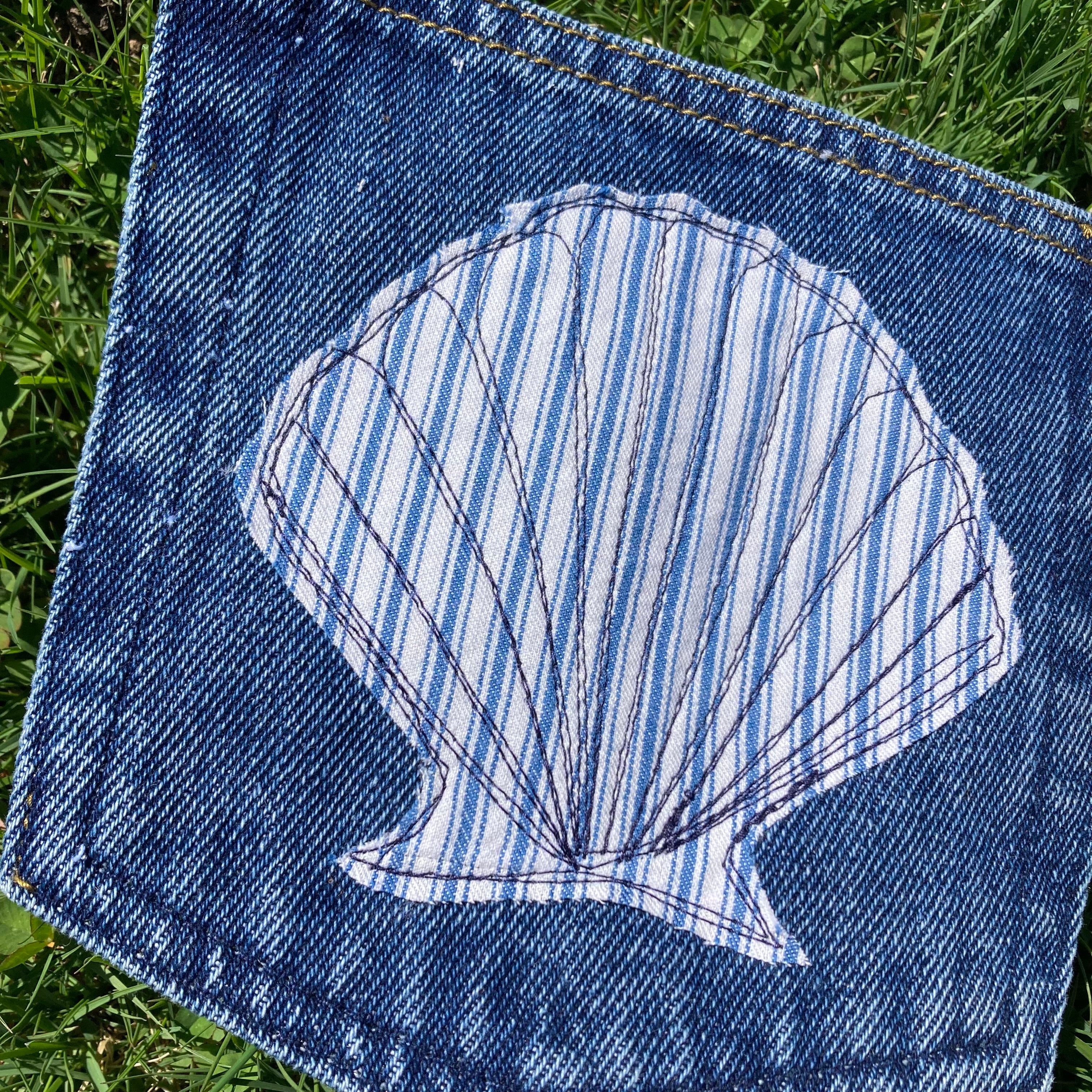 Denim Pocket Patch — Seashell 2