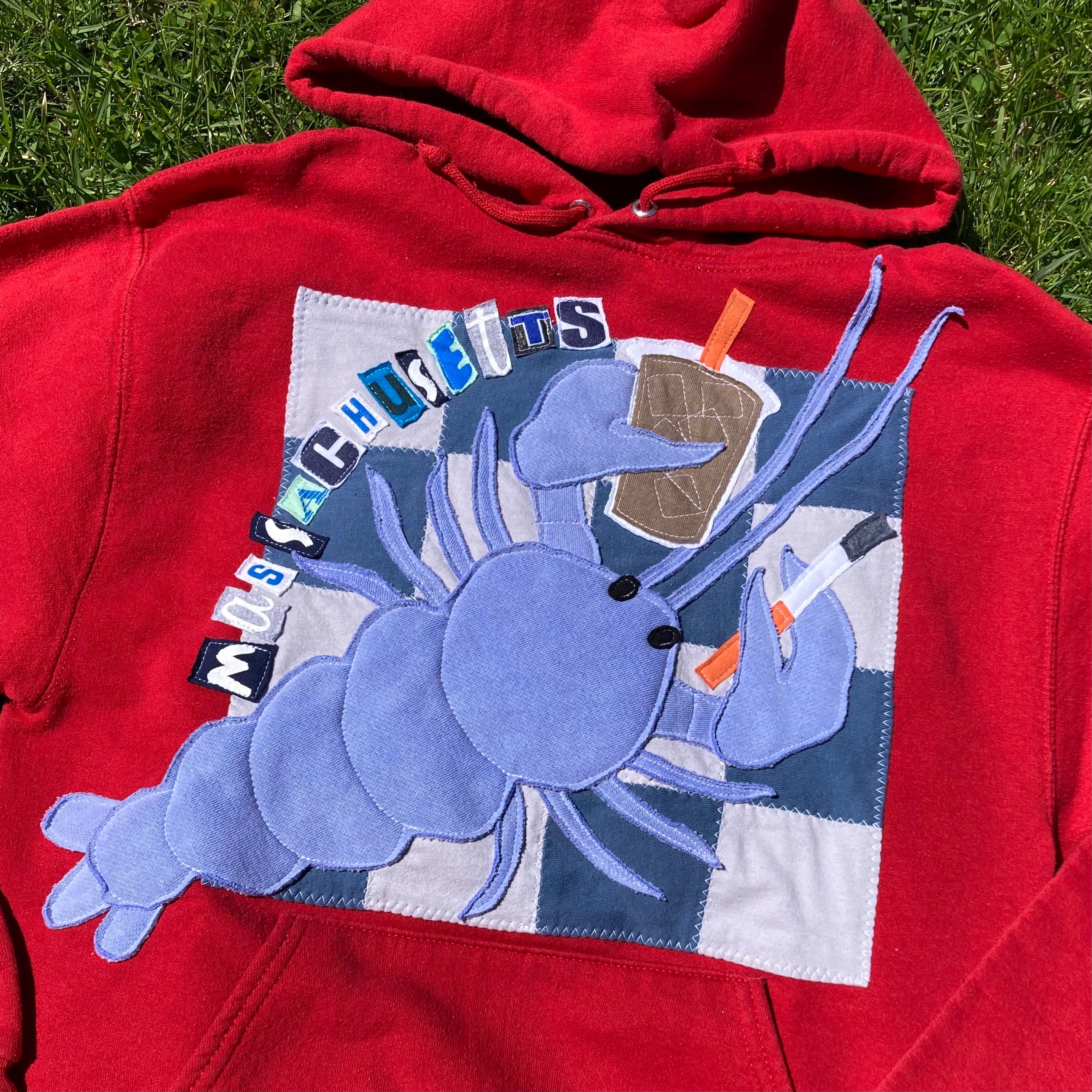 RARE BLUE MEDIUM Masshole Lobstah Red Hoodie