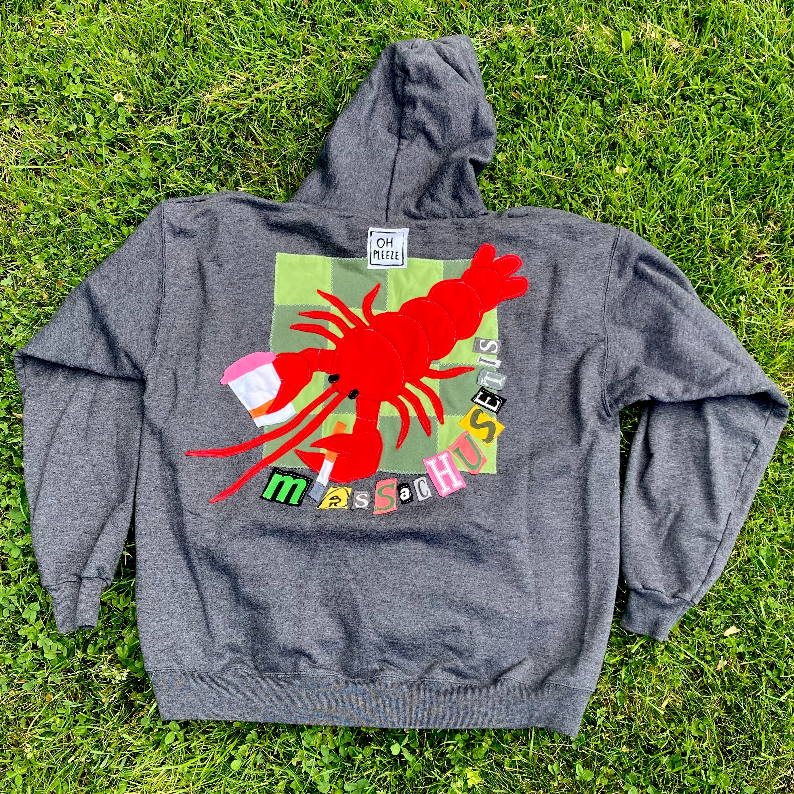 XL Masshole Lobstah Gray Hoodie