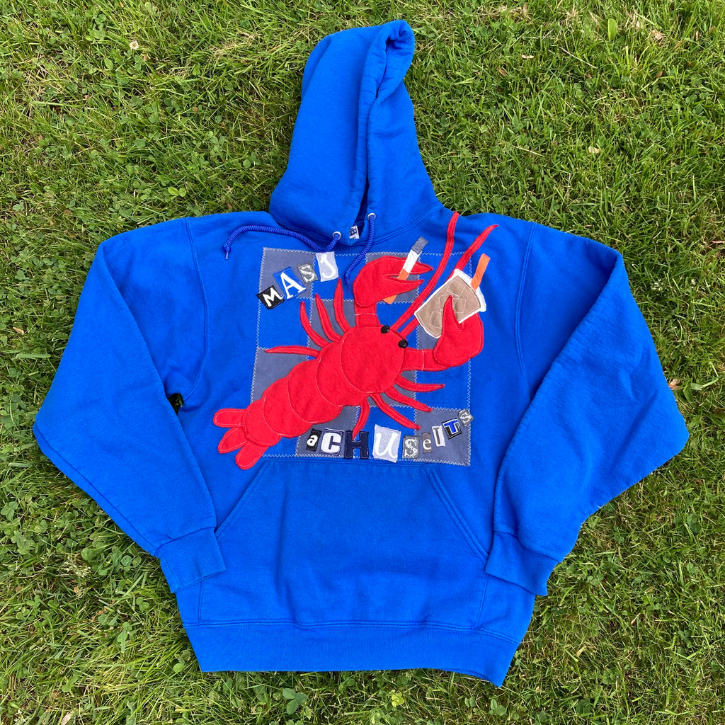 MEDIUM Masshole Lobstah Blue Hoodie