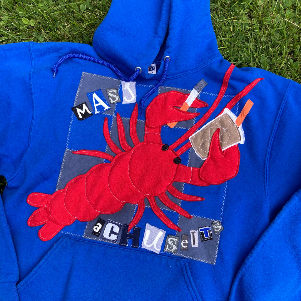 MEDIUM Masshole Lobstah Blue Hoodie