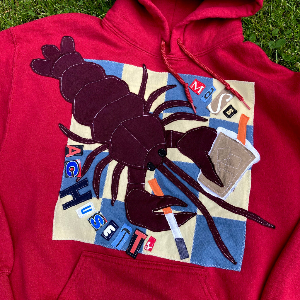 MEDIUM Masshole Lobstah Dark Red Hoodie