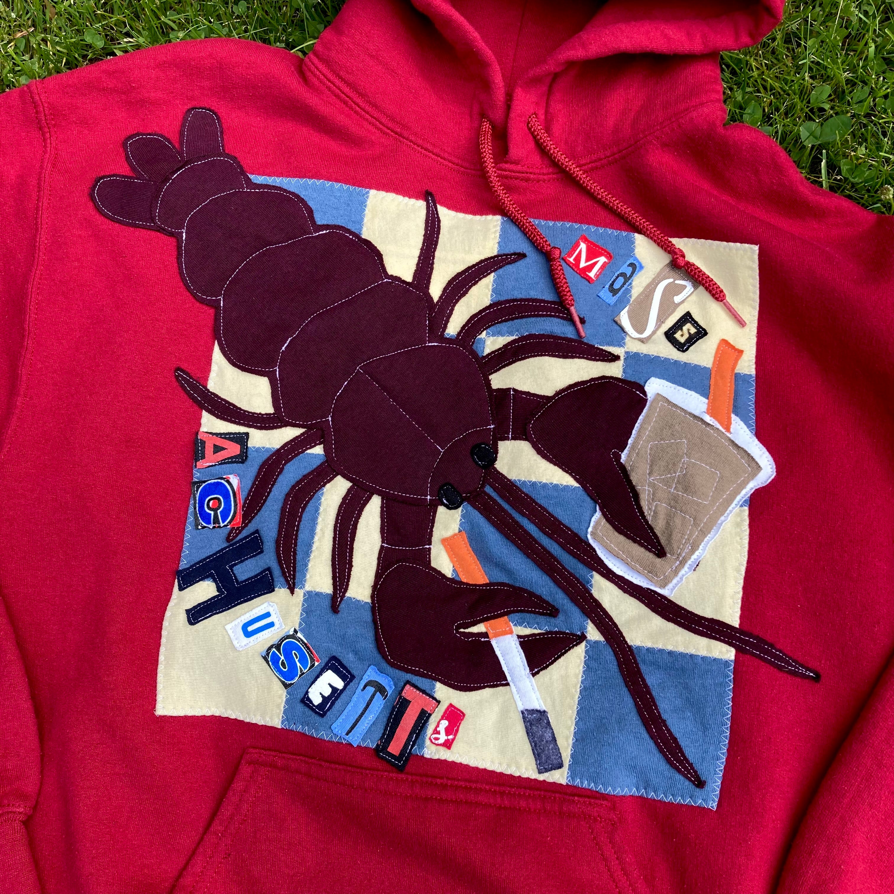 MEDIUM Masshole Lobstah Dark Red Hoodie