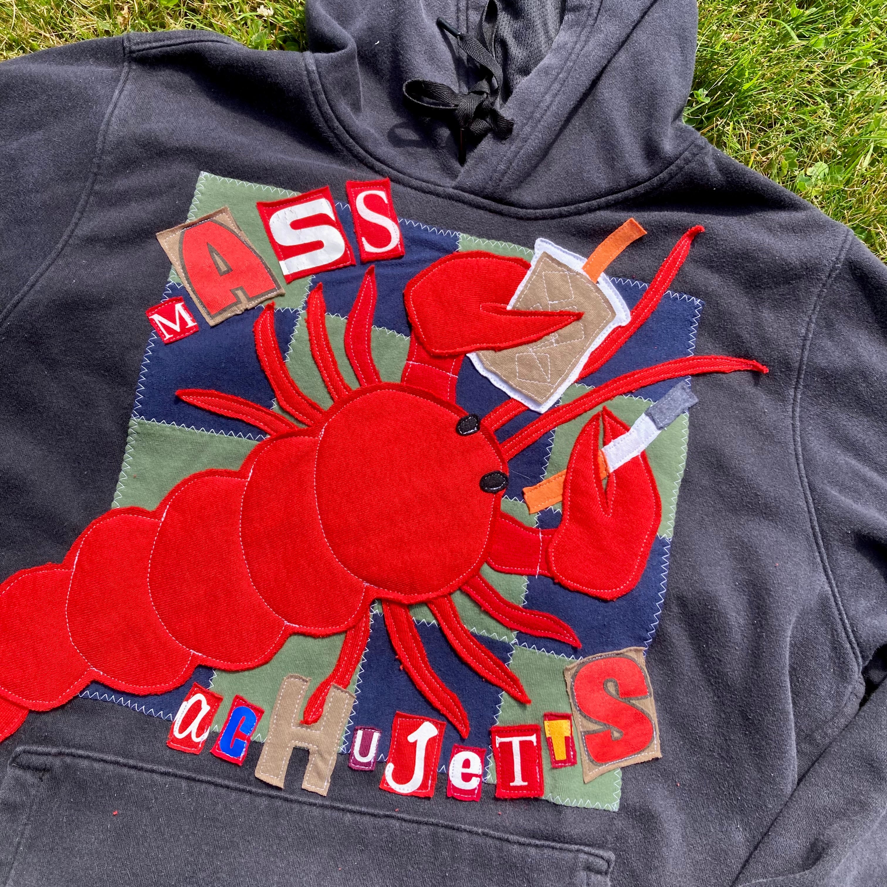 MEDIUM Masshole Lobstah Black Hoodie