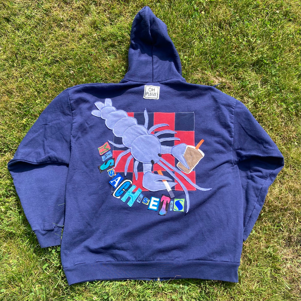 XL RARE BLUE Masshole Lobstah Navy Zip-Up