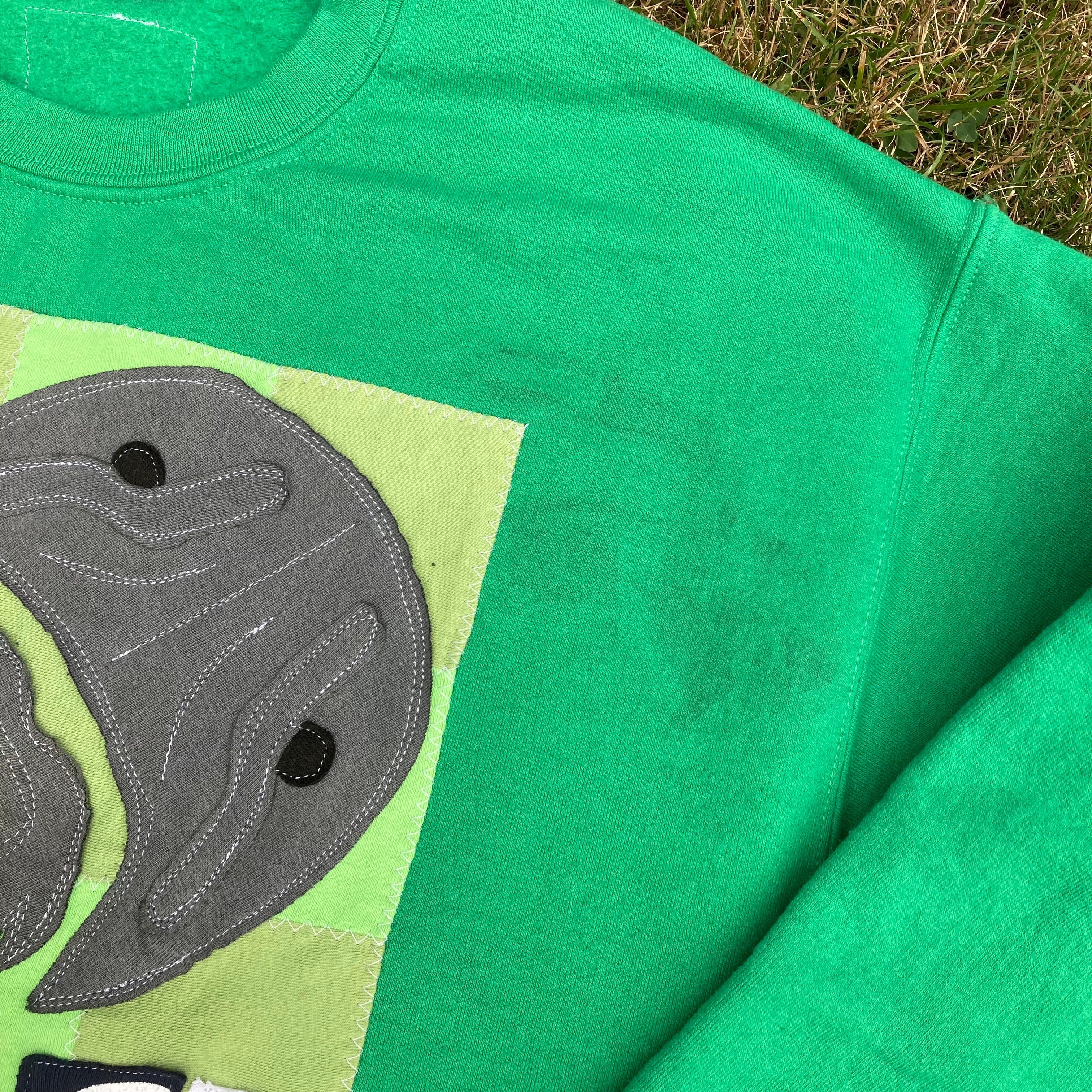 MEDIUM Don't Ever Change Green Crewneck (Staining — See Photos)