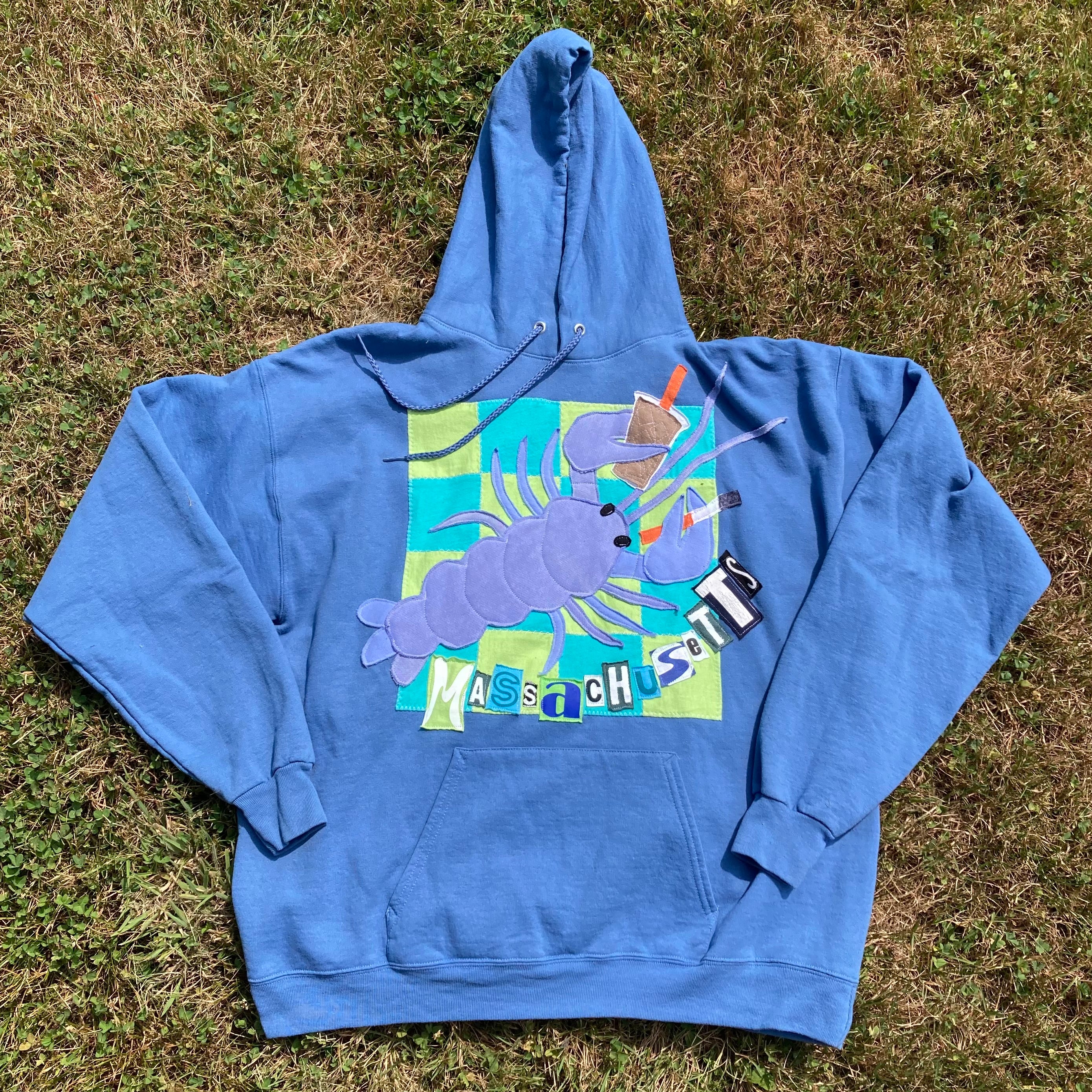 LARGE RARE BLUE Masshole Lobstah Blue Hoodie