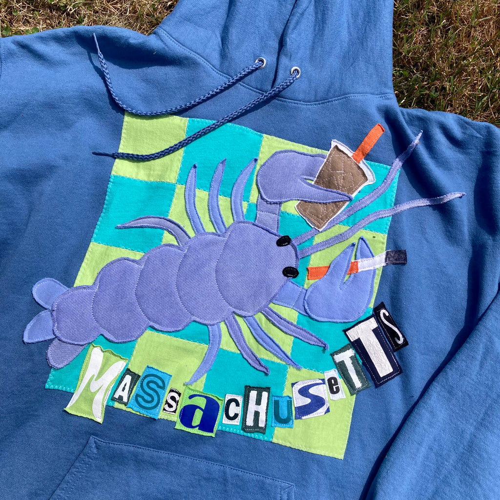 LARGE RARE BLUE Masshole Lobstah Blue Hoodie