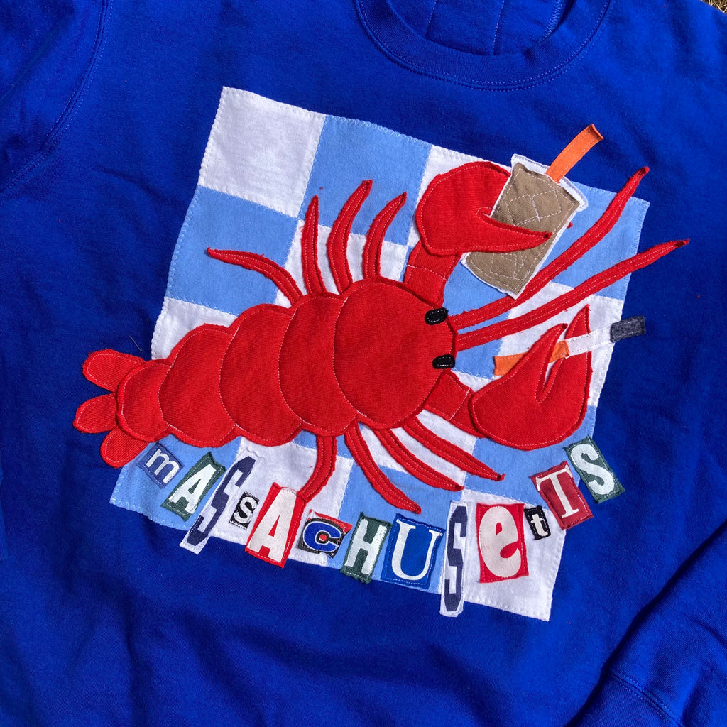 XL Masshole Lobstah Blue Crewneck