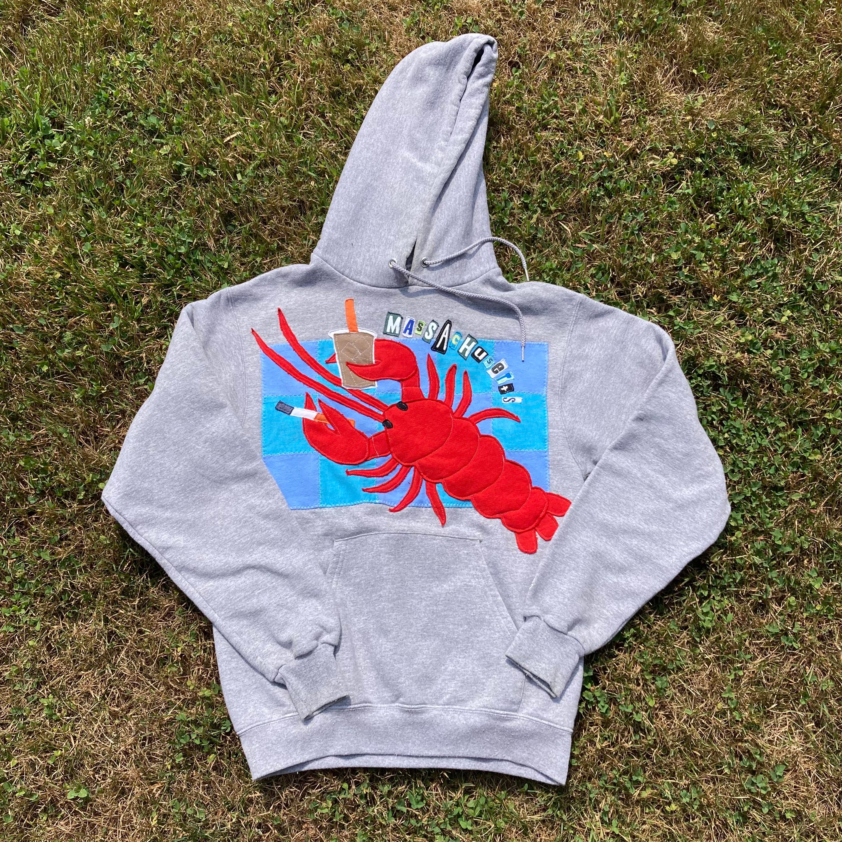 SMALL Masshole Lobstah Gray Hoodie