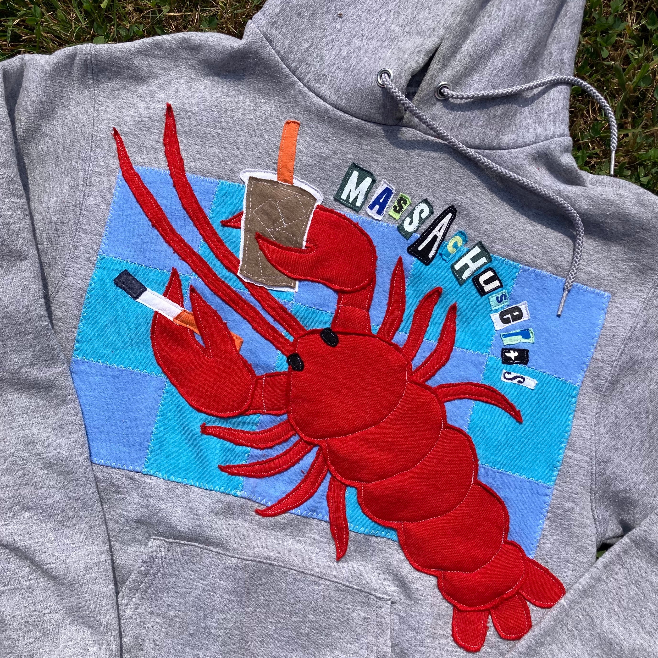 SMALL Masshole Lobstah Gray Hoodie