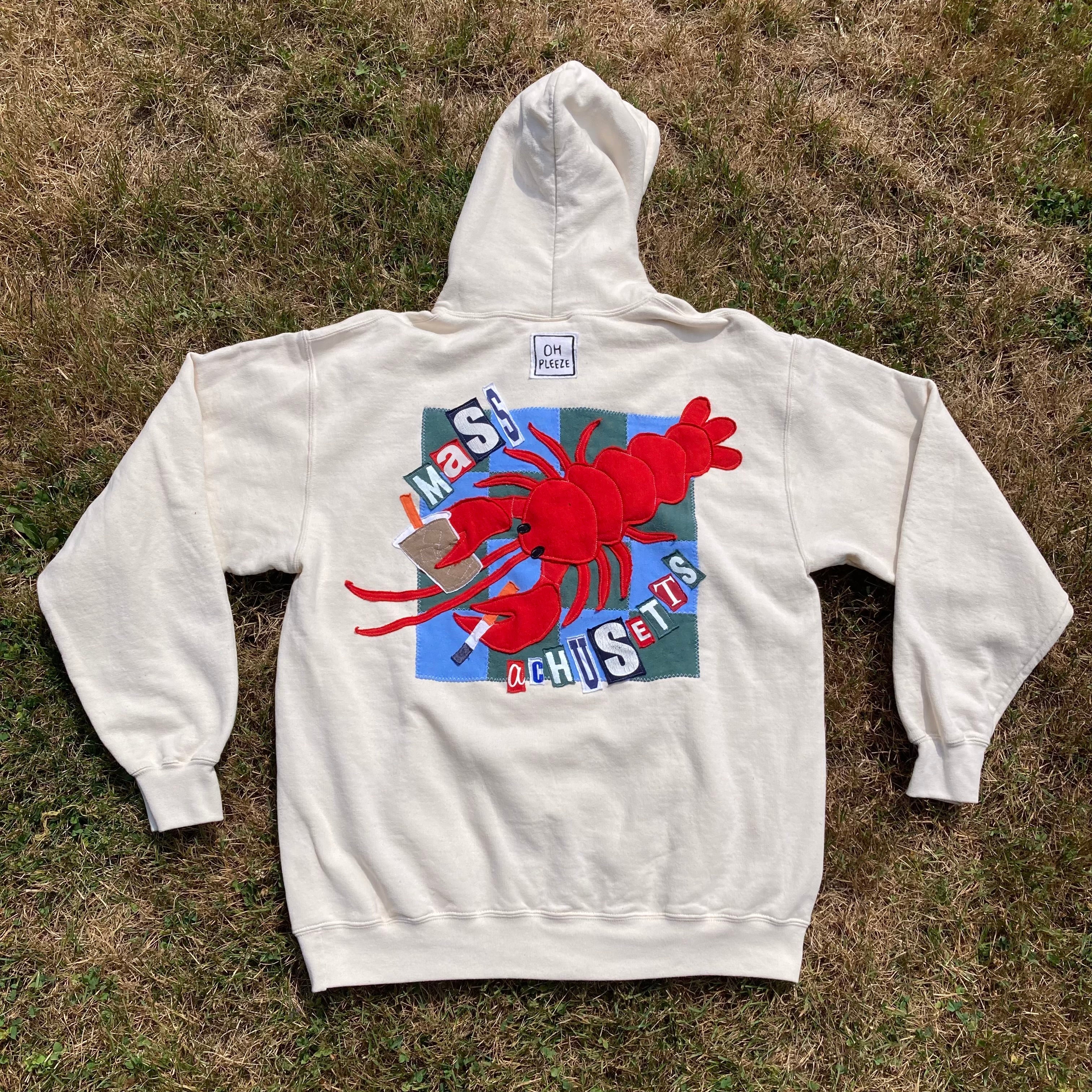 LARGE Masshole Lobstah Cream Hoodie