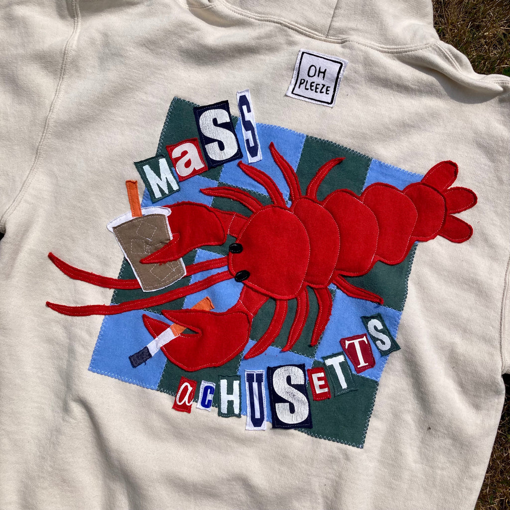 LARGE Masshole Lobstah Cream Hoodie