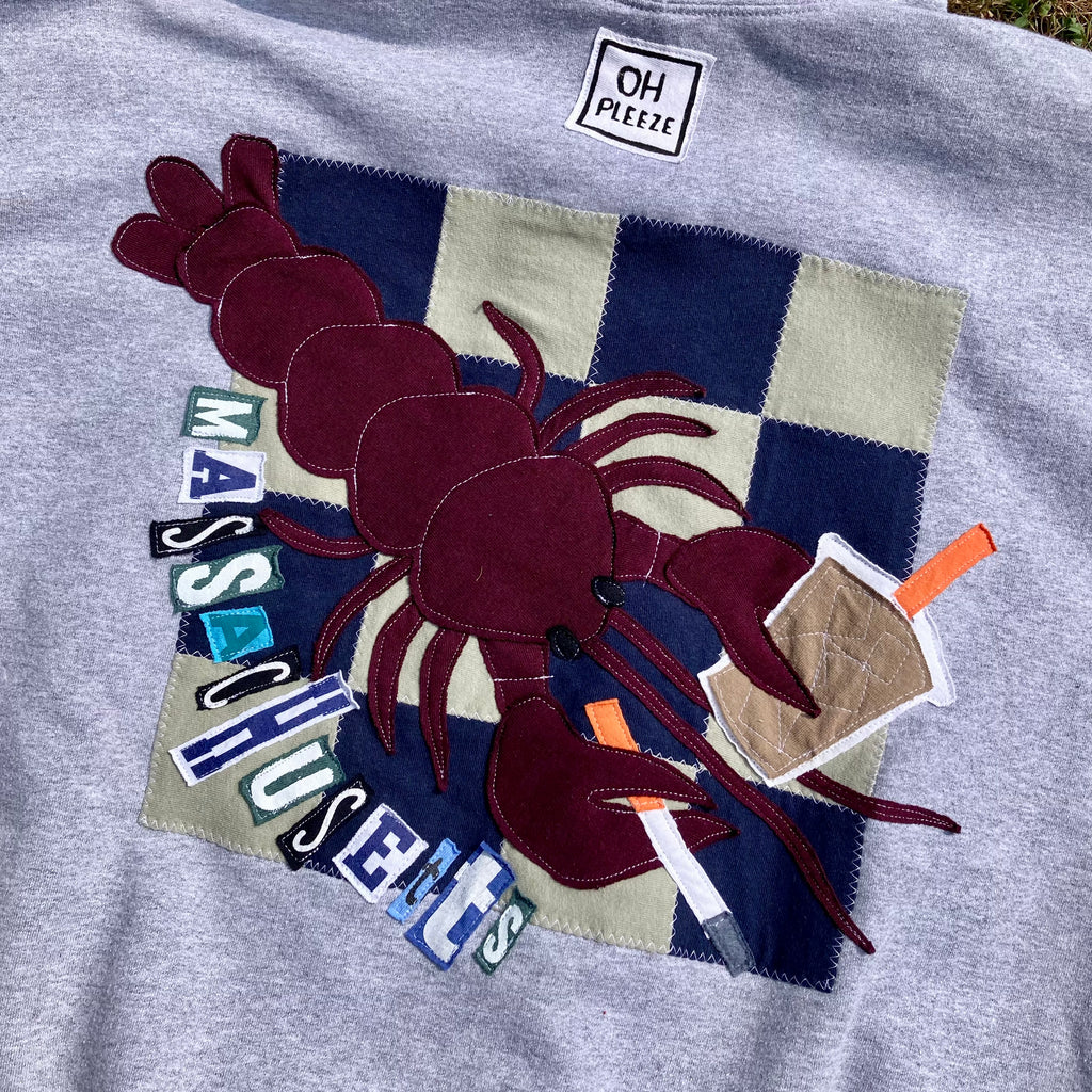 XL Masshole Lobstah Gray Hoodie