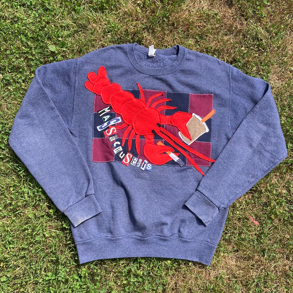SMALL Masshole Lobstah Steel Blue Crewneck