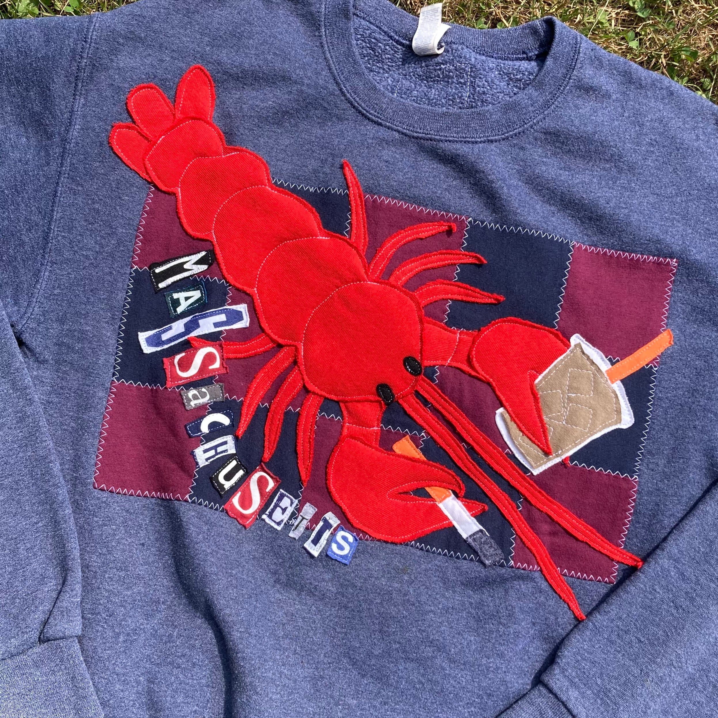 SMALL Masshole Lobstah Steel Blue Crewneck