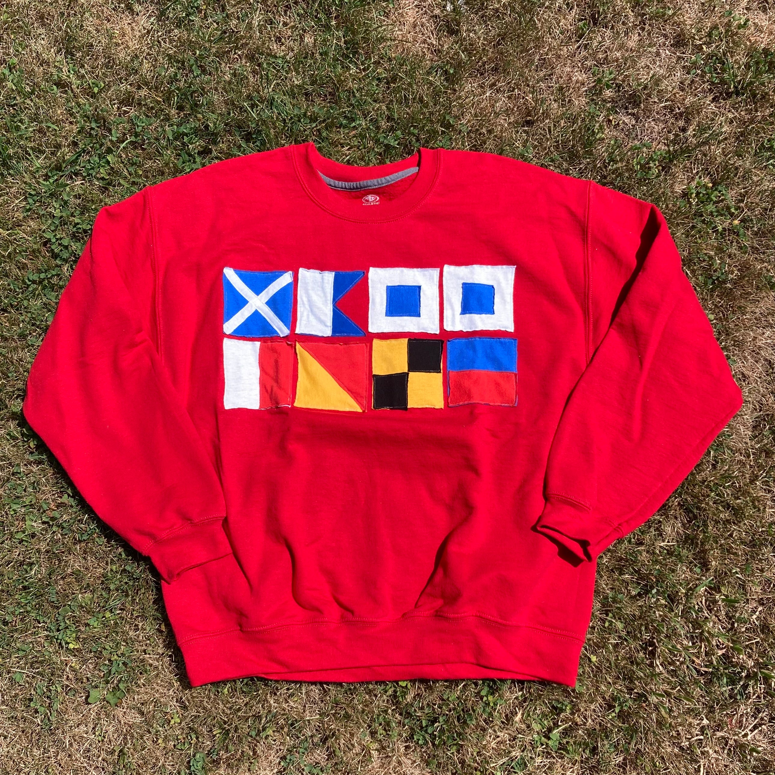 Large "MASSHOLE" Nauti Sailing Flags Crewneck