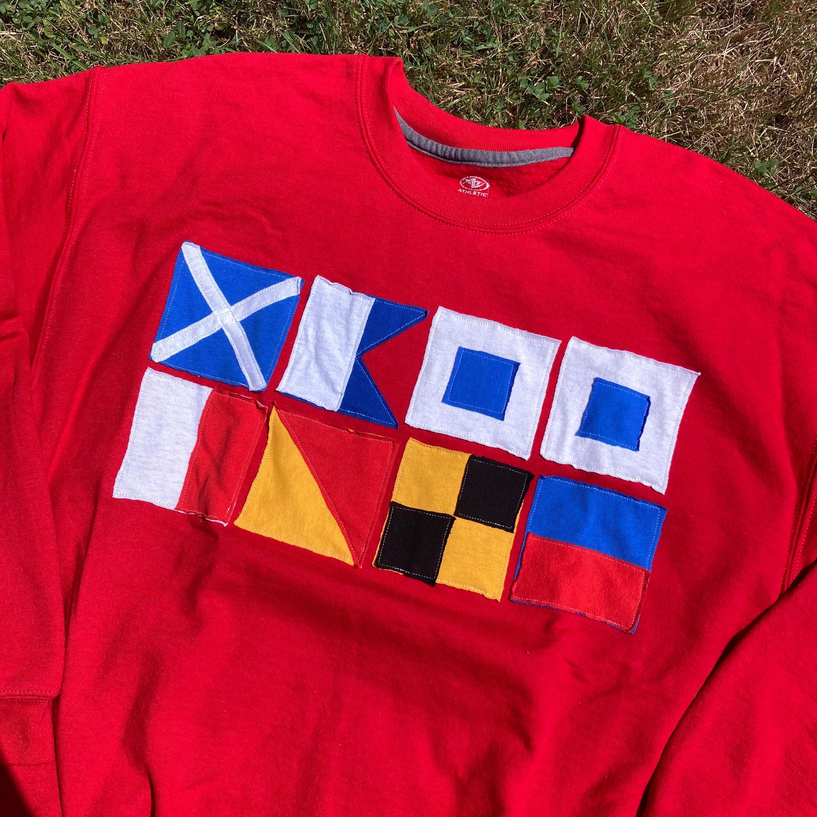 Large "MASSHOLE" Nauti Sailing Flags Crewneck