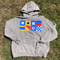 Large/XL "PIPE DOWN" Nauti Sailing Flags Hoodie