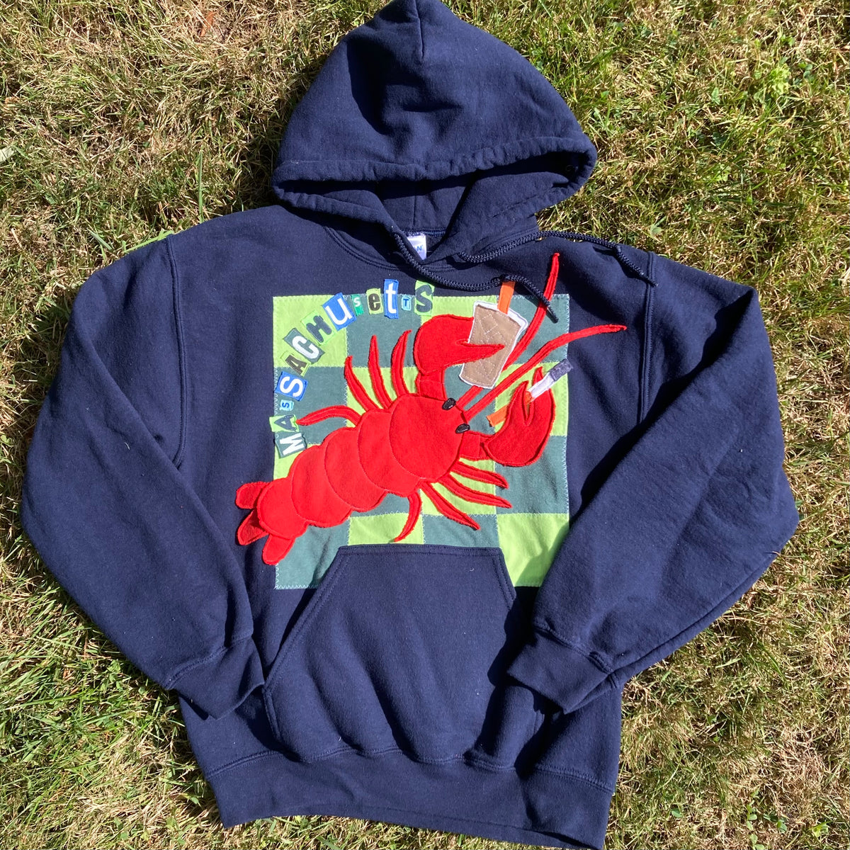 SMALL Masshole Lobstah Navy Hoodie
