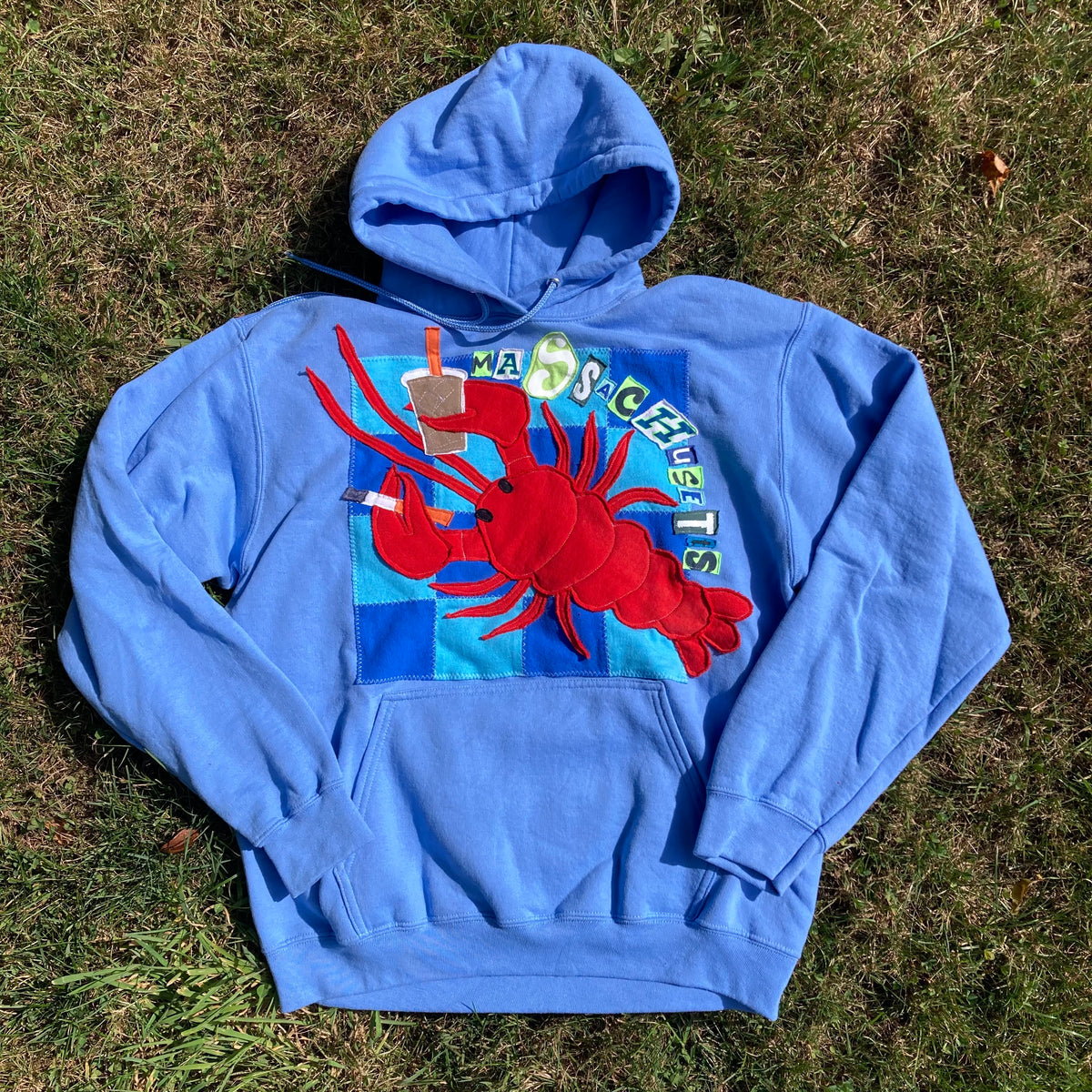MEDIUM Masshole Lobstah Light Blue Hoodie