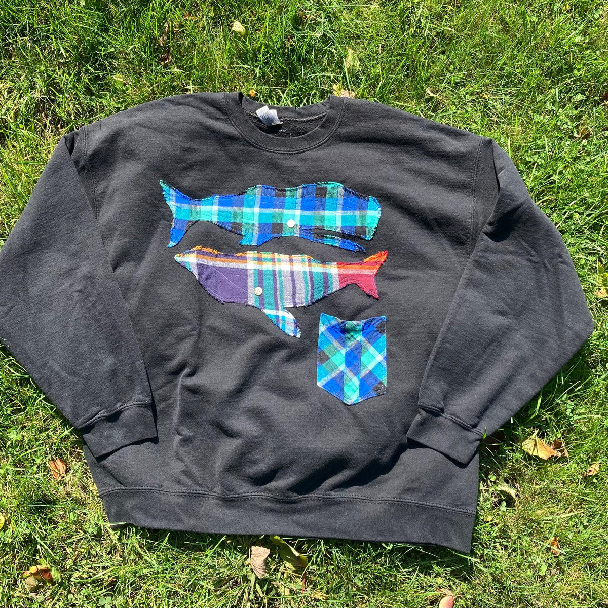 2XL Flannel Whales Crewneck
