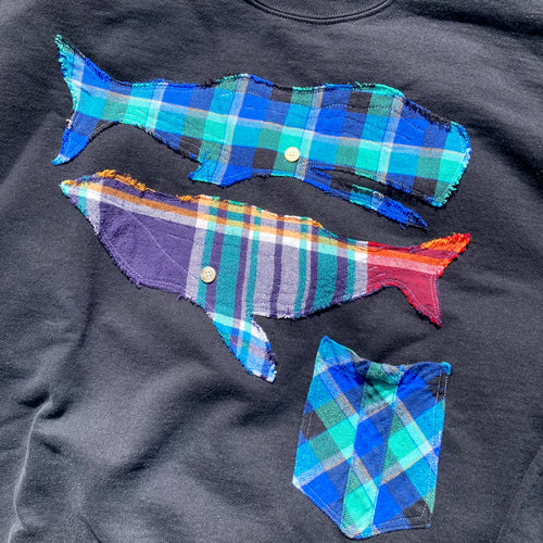 2XL Flannel Whales Crewneck