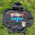 LARGE Flannel Whales Hoodie