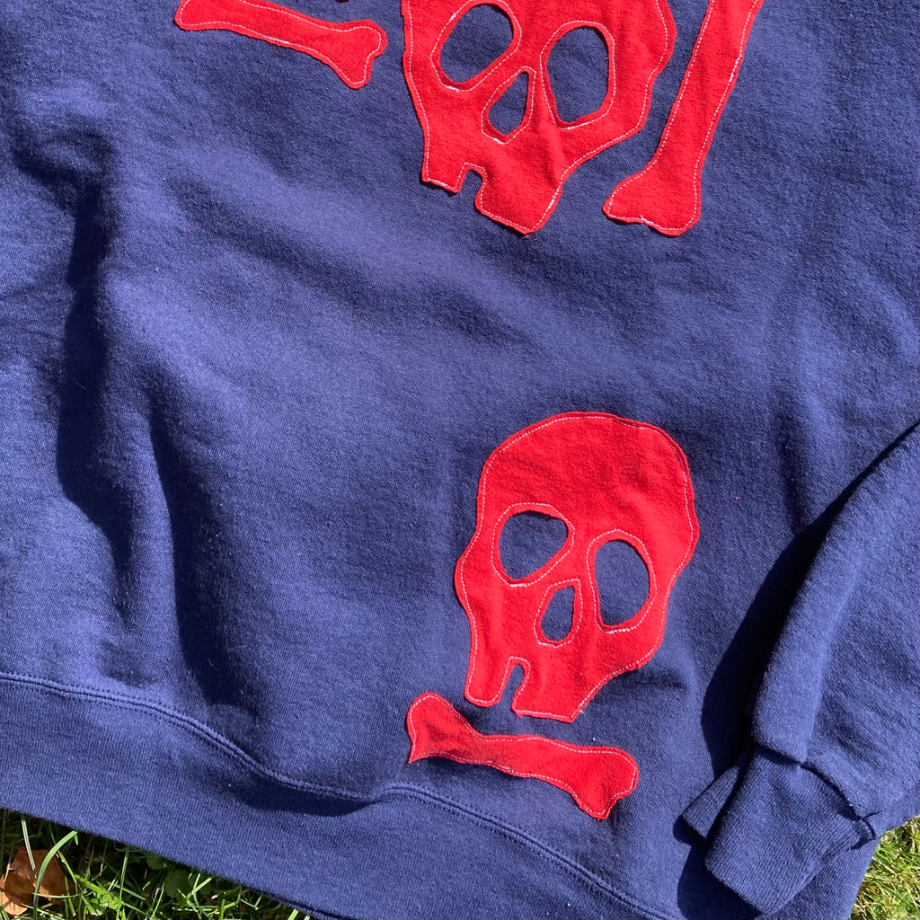 LARGE Red Skulls Navy Crewneck