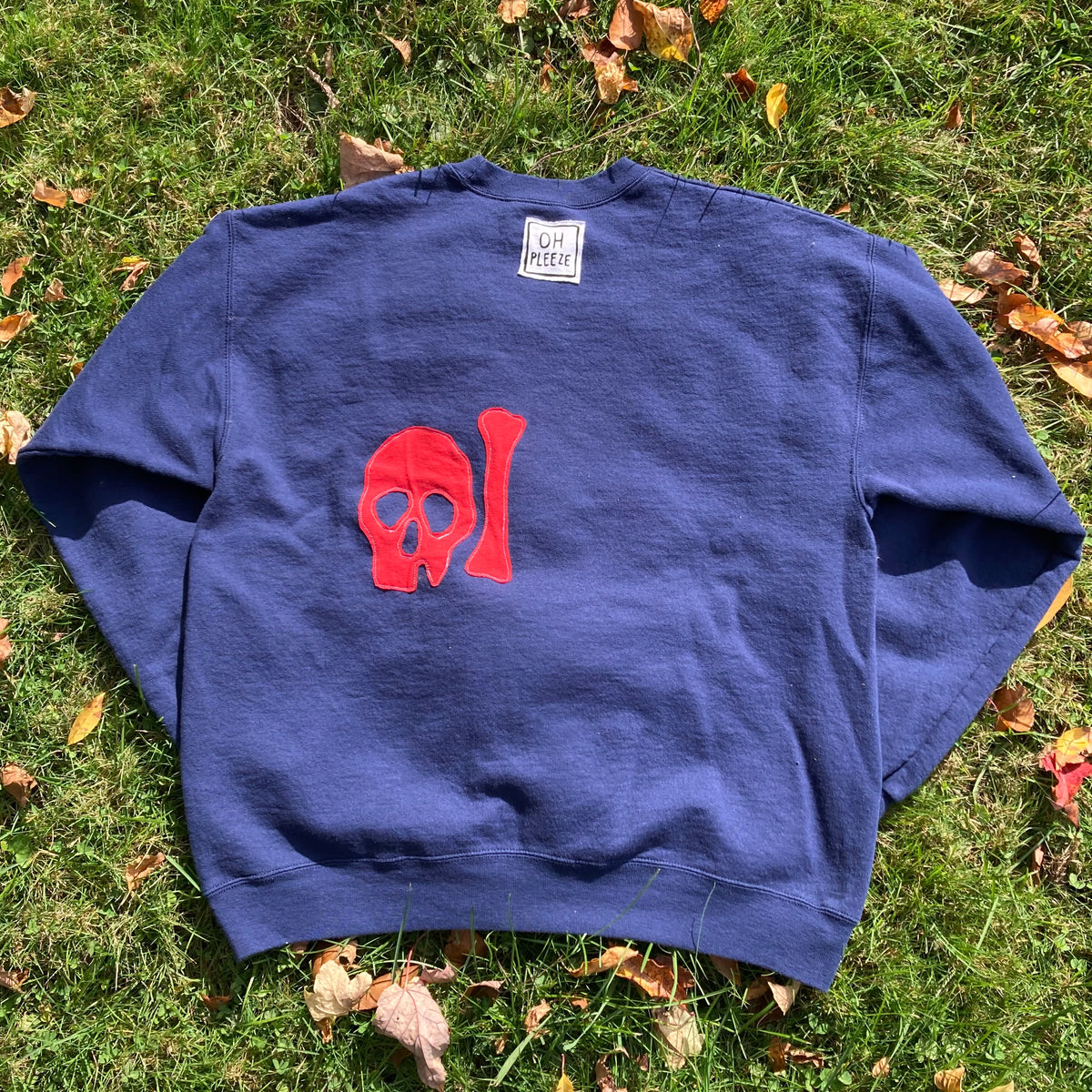 LARGE Red Skulls Navy Crewneck