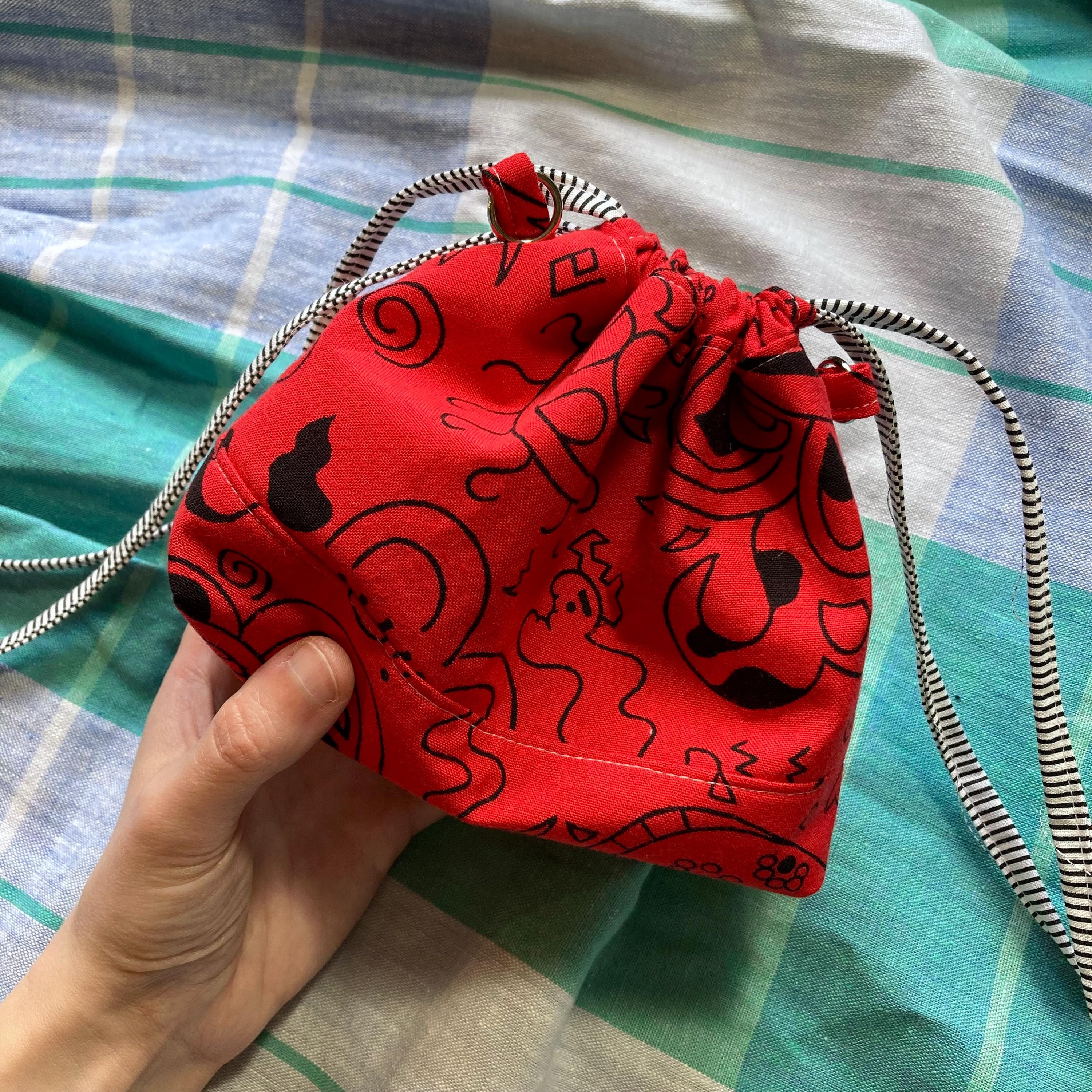 Mini Bucket Bag Purse, Red & Black